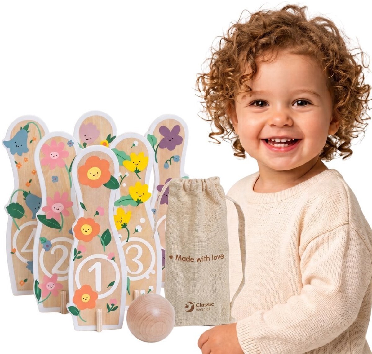 Klassische Welt der Welt Holz Bowlinget Blumen, 14dlg,