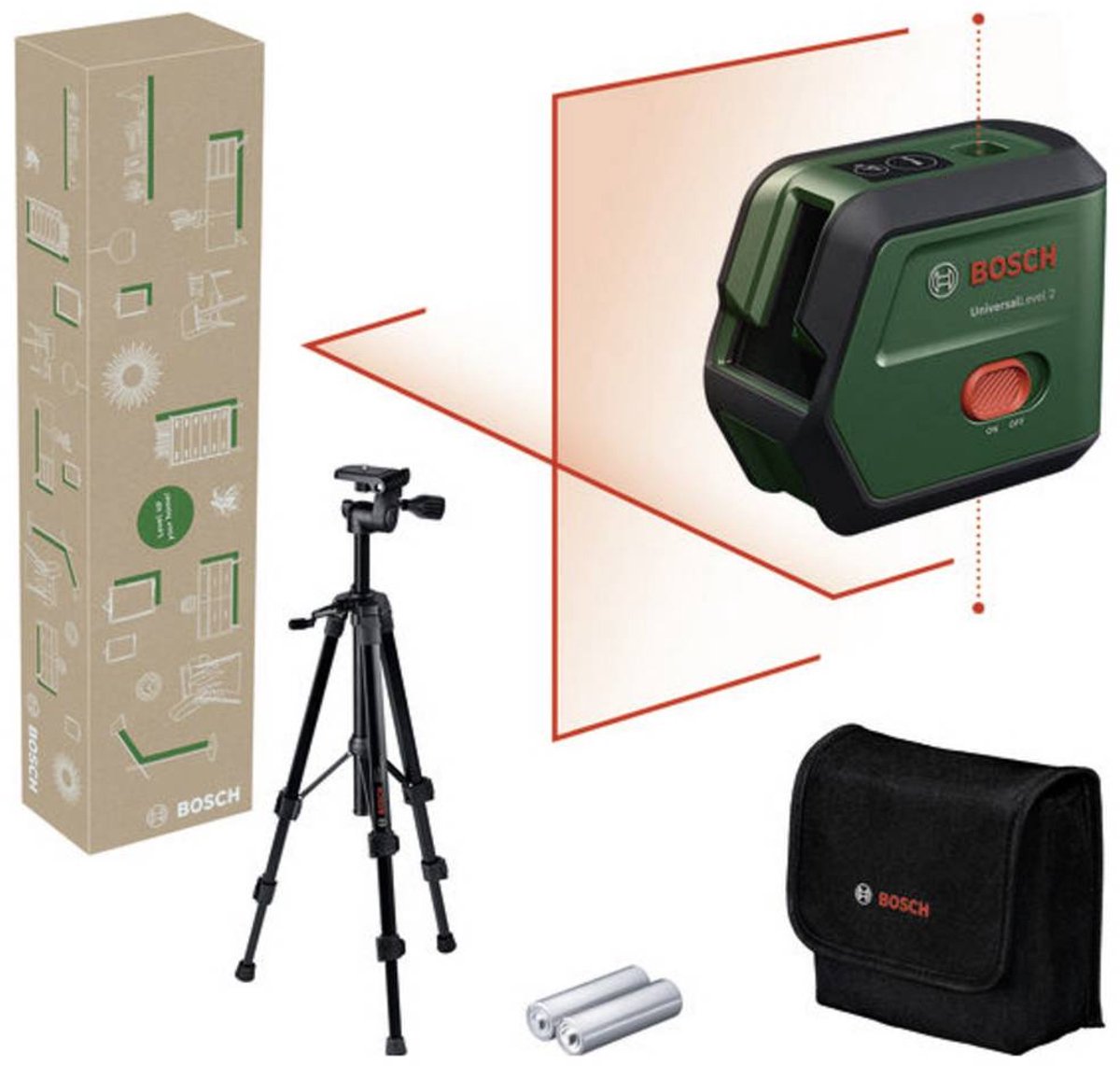 Bosch Home and Garden Universallevel 2 Set Kreuzlinienlaser Reichweite (max.): 12 m