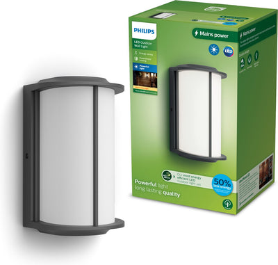 Philips LED Philips Reese Wandleuchte – ultraeffiziente LED – Außenleuchte – 4,3 W – warmweißes Licht; 2700k - Anthrazit