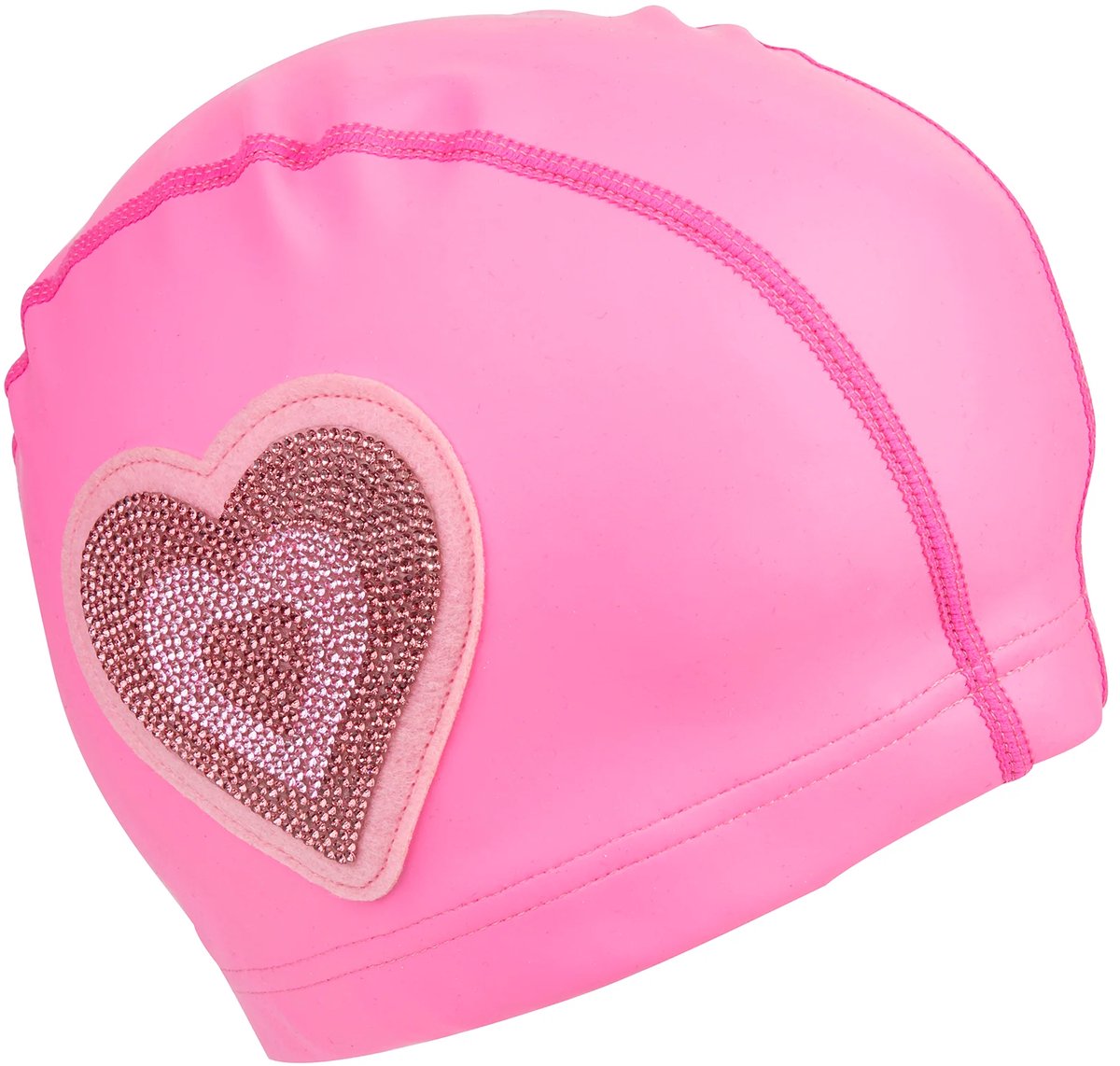 Bling2o Badekappe Kinder - Herz - dehnbar - Schwimmen - in transparenter Tasche - Rosa