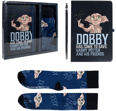 Brandless Sans Marque Harry Potter Briefpapier-Geschenkset, Dobby-A5-Notizbuch, Stift und Socken
