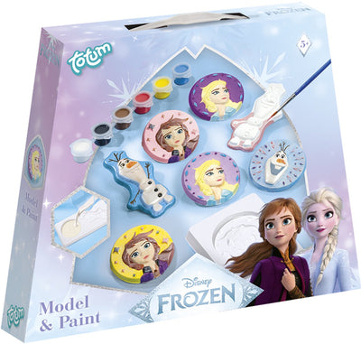 Totum Disney Frozen Gipsfiguren gießen und bemalen – kreatives Spielzeug für Mädchen ab 5 Jahren – Bastelset mit Anna und Elsa Prinzessinnen Modellbemalung Geschenk