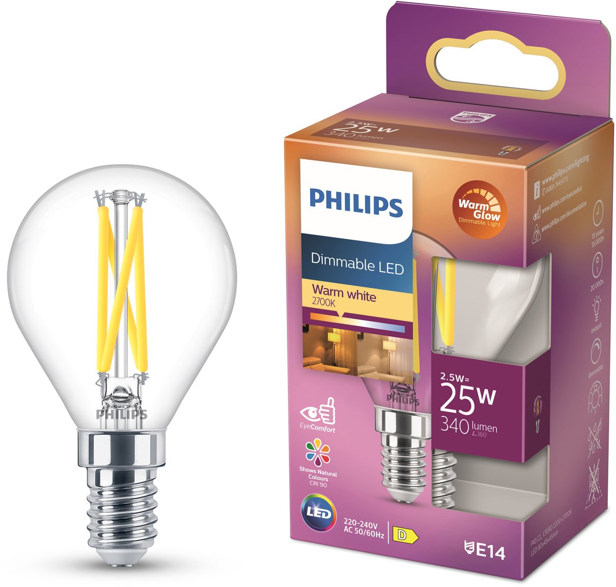 Philips führte 25W P45 E14 CL WGD90 SRT4 Lighting