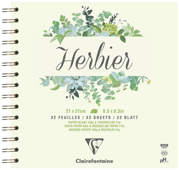 Clairefontaine Herbarium-Ringbuch-Notizbuch – 21 x 21 cm, 180 g – 32 Blatt
