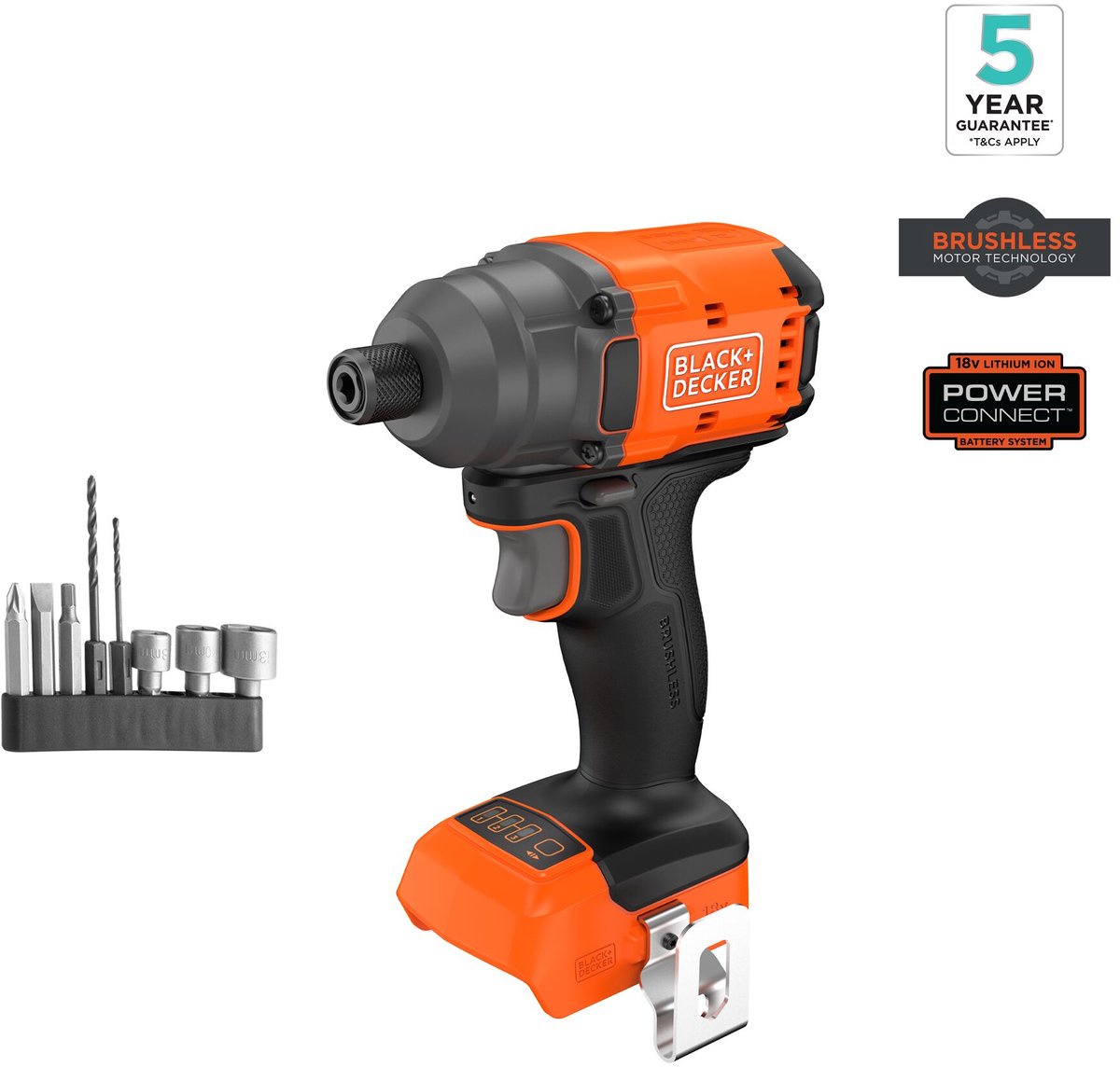 Black+decker 18 V bürstenloser Schlagschrauber mit Bits (ohne Akku und Ladegerät) – blim78n-xj