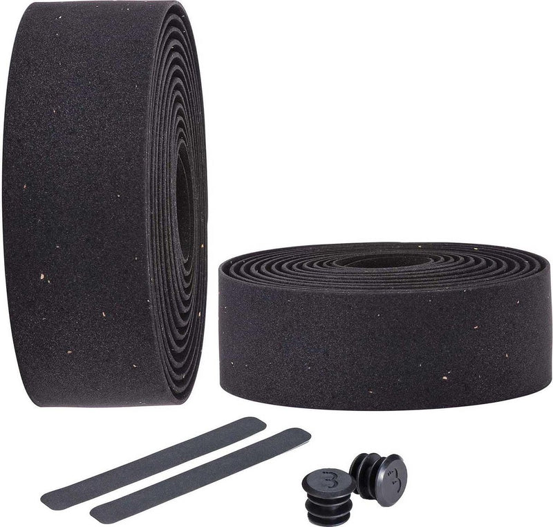 Bbb Cycling Lenkerband Rennrad – selbstklebendes Lenkerband mit Stretchmaterial – rutschfest – Länge: 200 cm – Dicke: 2 mm – inklusive Lenkerkappen – schwarzer Kork – Rennband BHT-01