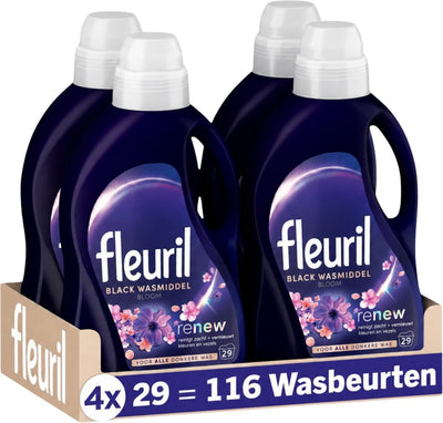 Fleuril Black Bloom – Flüssigwaschmittel – dunkle und schwarze Wäsche – intensives Dufterlebnis – 4x29 Wäschen – Vorteilspack