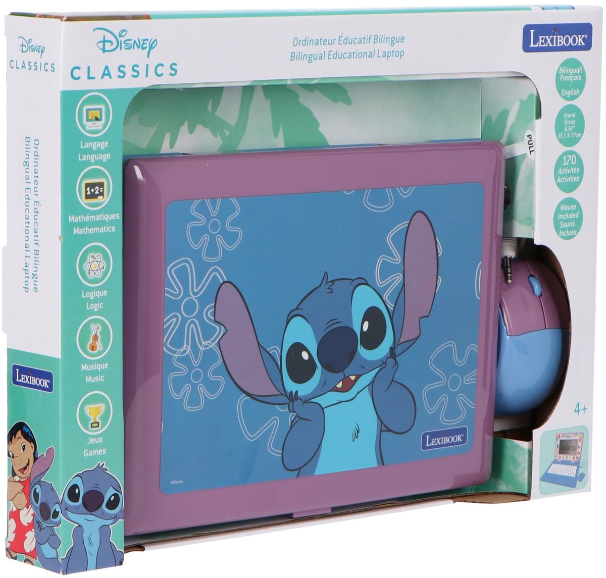 Lexibook ordinateur portable éducatif bilingue Stitch (en fr)