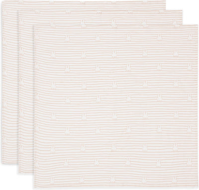 Jollein x Miffy hydrophiles Tuch klein – 70 x 70 cm – Miffy-Streifen – Keks – 3 Stück