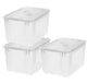 Iris Klappdeckel-Aufbewahrungsbox – 48l – stapelbar – mit Klappdeckel – Kunststoff – transparent – 3er-Set