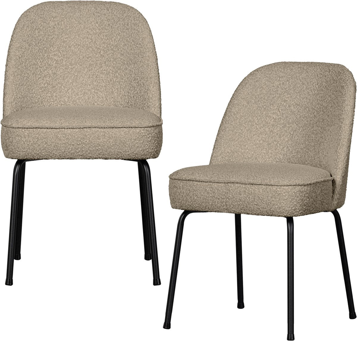 Woood Vogue Esszimmerstühle – Bouclé – Beige – 2er-Set