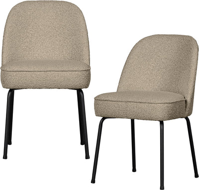 Woood Vogue Esszimmerstühle – Bouclé – Beige – 2er-Set