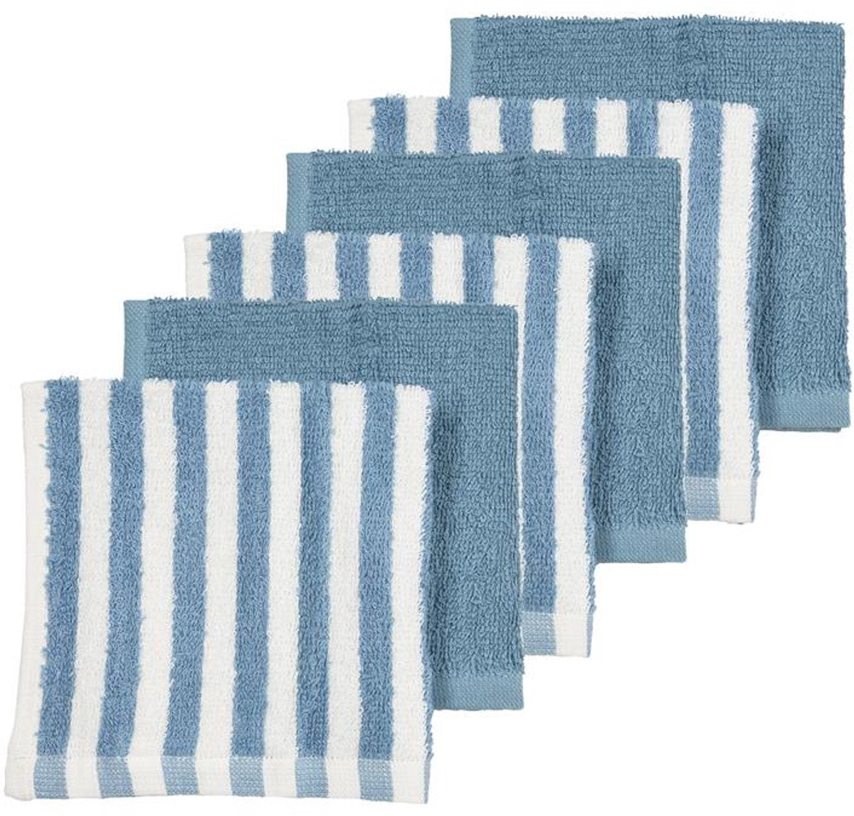 Meyco Baby Fat Stripe Gesichtstücher – 6er-Pack – Jacquard-Frottee – Jeansblau – 30 x 30 cm