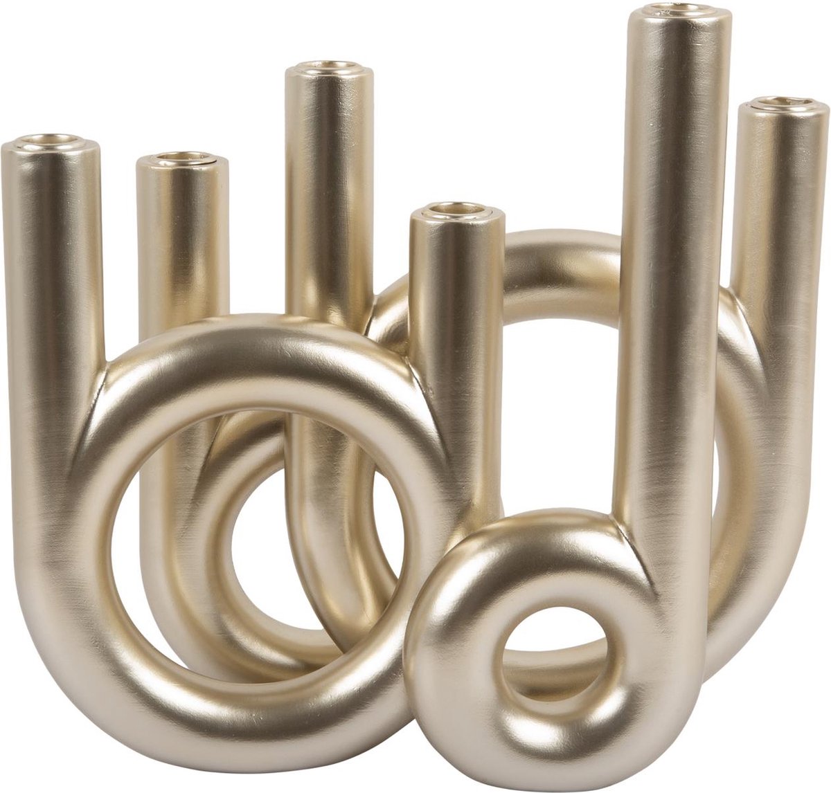 Gegenwartskerzenringe – Gold – 35 x 13,5 x 32,5 cm – skandinavisch – Polyresin