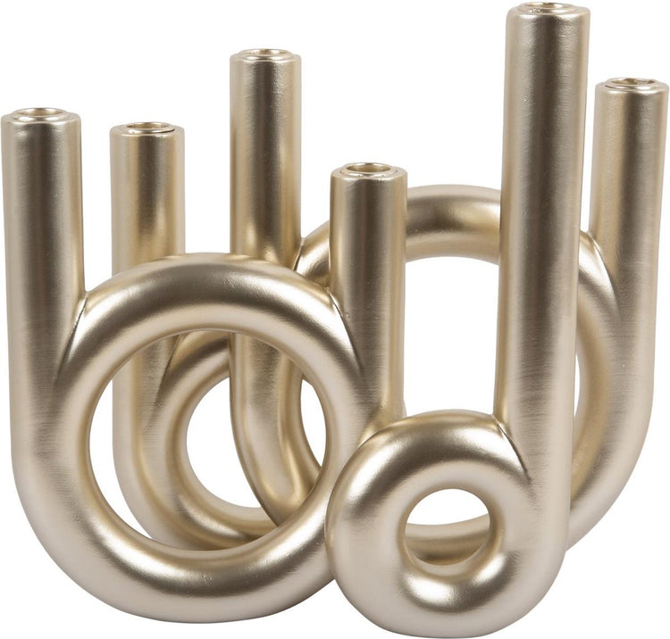 Gegenwartskerzenringe – Gold – 35 x 13,5 x 32,5 cm – skandinavisch – Polyresin