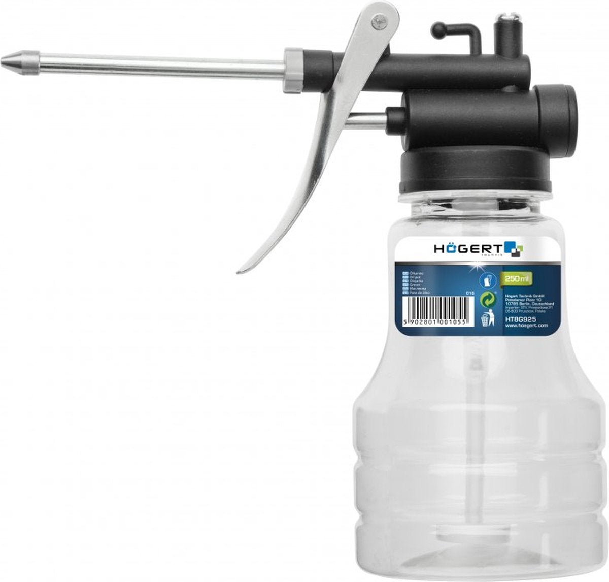 Högert technik ht8g925 – manuelle Ölkanne – 250 ml – transparenter Behälter – ergonomisch