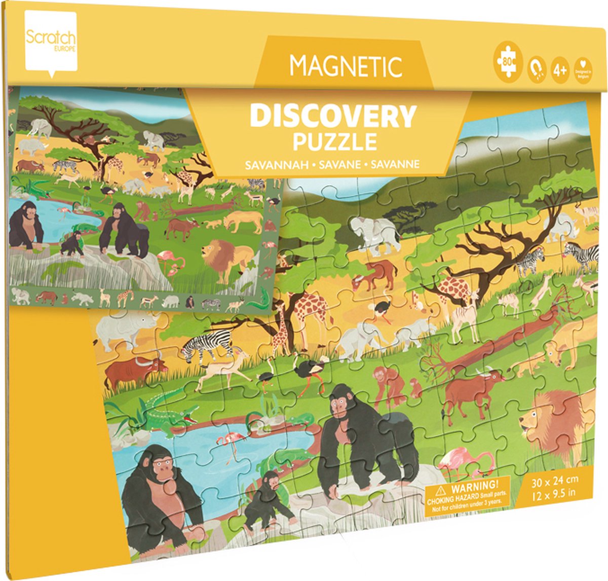 Scratch 2 in 1 Magnetpuzzle – Entdeckungsspiel – Savannah – 52,3 x 30,5 cm – 48 Teile – 3 Jahre