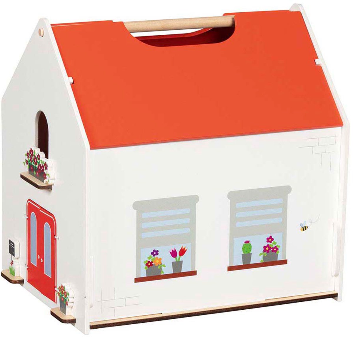 Goki tragbares Puppenhaus aus Holz mit Zubehör