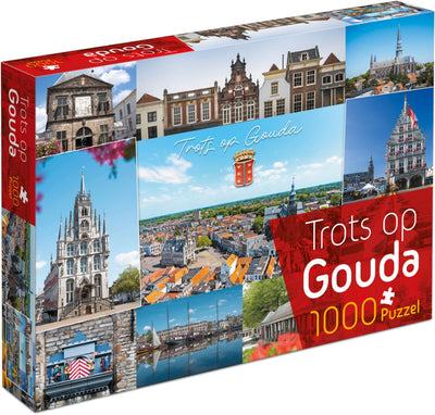 Tuckers lustiges Fabrikpuzzle, stolz auf das Gouda-Puzzle mit 1000 Teilen.