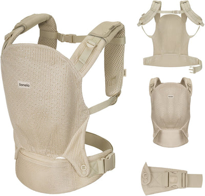 Lionelo Margaret Air Babytrage Babytrage – ergonomisch – von 4 Monaten bis 20 kg – 3 Tragepositionen – freihändiger Komfort – atmungsaktives Material – IHDI-zertifiziert hüftfreundlich – Kapuze – doppelte Sicherheit – verstellbare Träger – Kindertrage