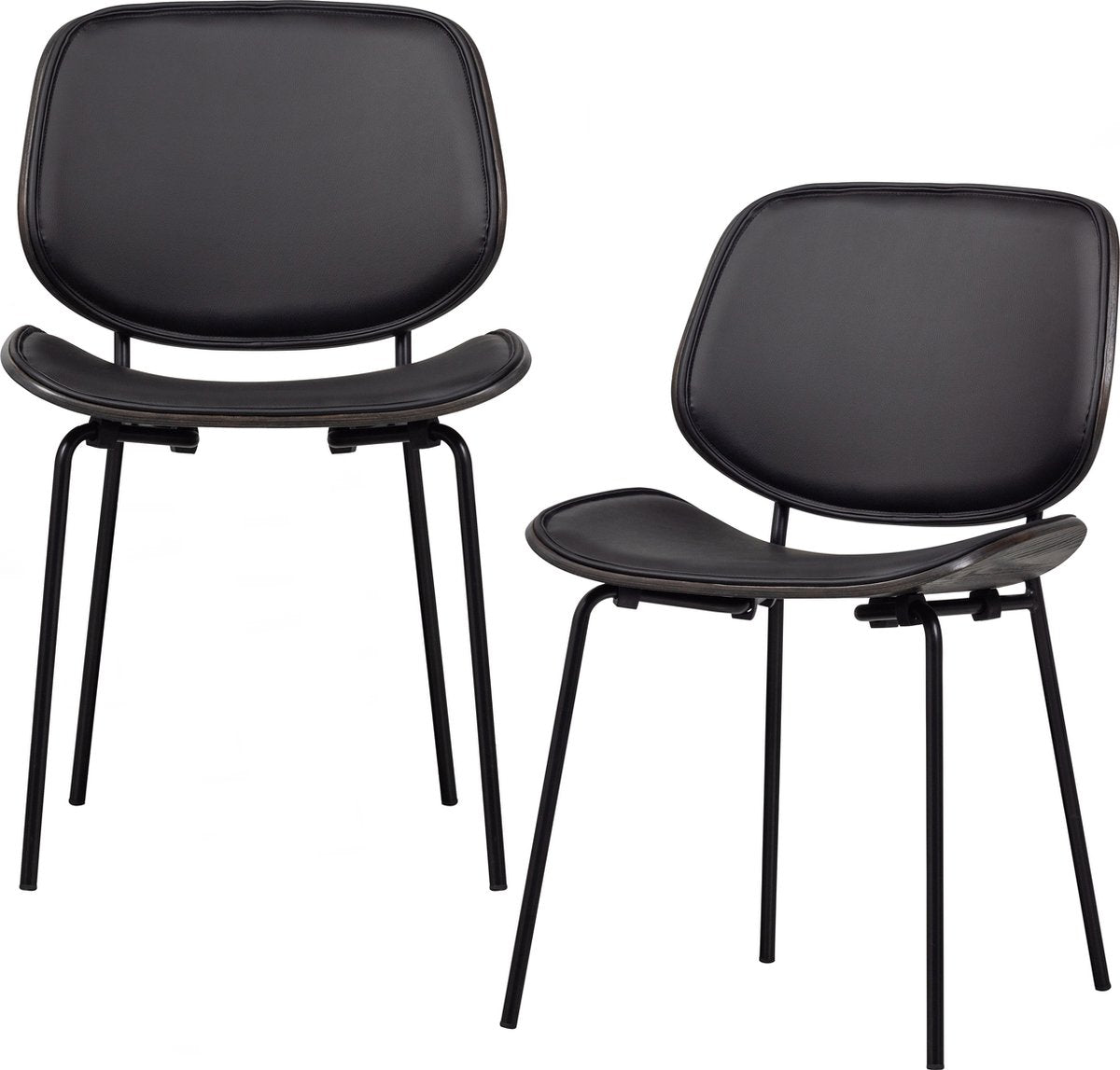 Woood Close Esszimmerstühle – Holz – Schwarz – 2er-Set