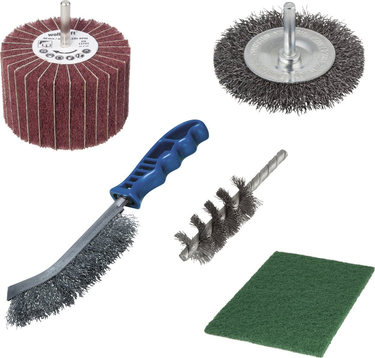 Wolfcraft - Metallbearbeitungsset 5-teilig - Rostentferner - Rostentfernungswerkzeuge - 5641000