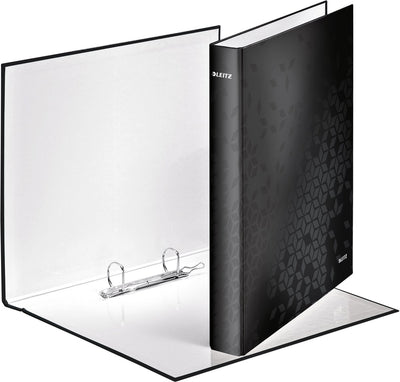 Leitz Wow Ringbinder A4 – 2 Ringe – Rückenbreite 40 mm mit 2 D-Ringen – Schwarz