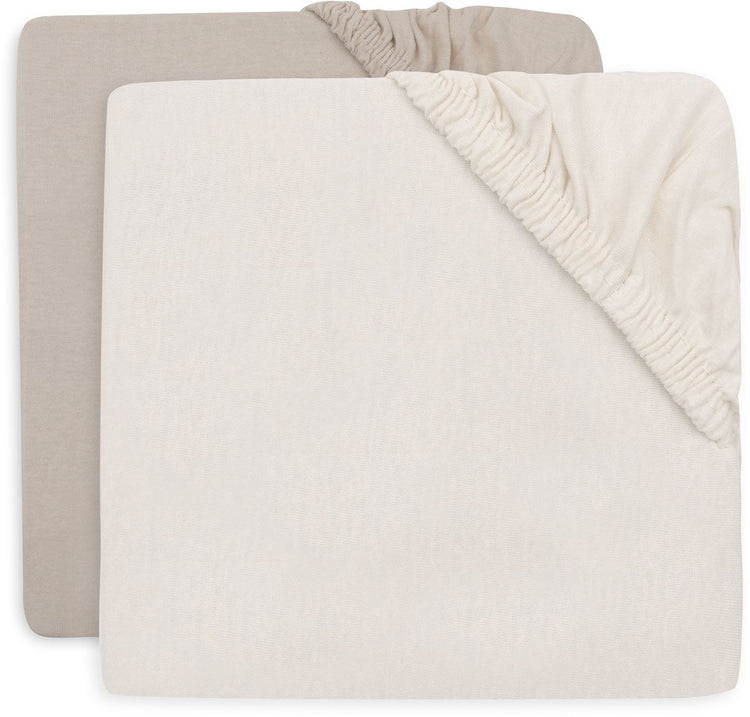 Jollein Spannbettlaken für Bett – 70 75 x 140 150 cm – Jersey – Haferflockensand