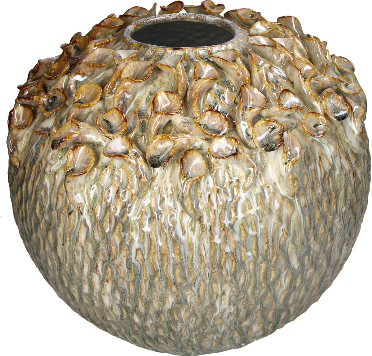 HD Collection Vase Steingut beige 37x37x32cm