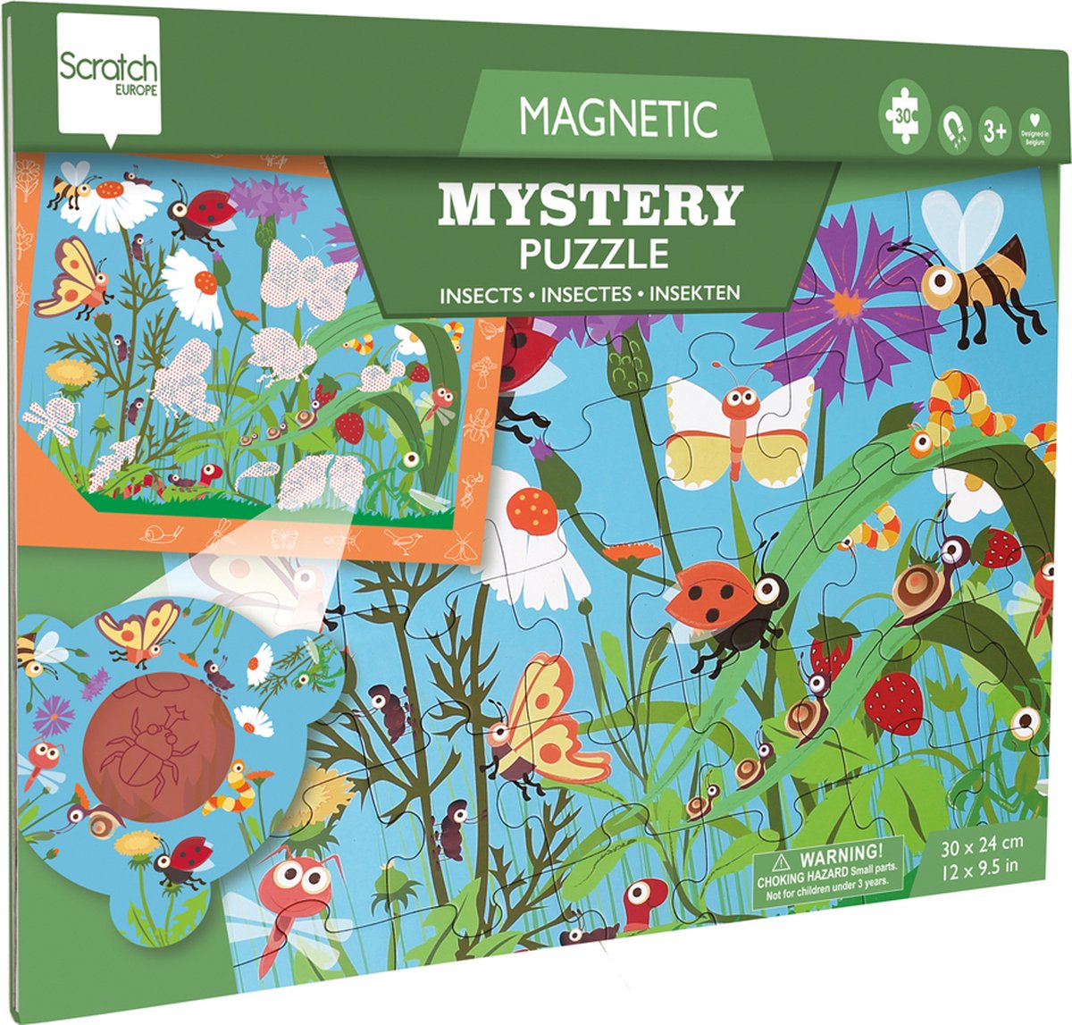Scratch 2 in 1 Magnetpuzzle – Mystery-Spiel – Insekt – 52,3 x 30,5 cm – 30 Teile – 3 Jahre