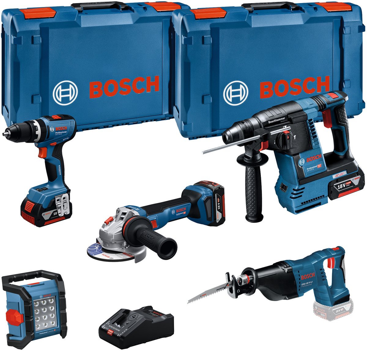 Bosch Combo Kit 18V Set mit 5 Werkzeugen: GSB + GBH + GWS + G...