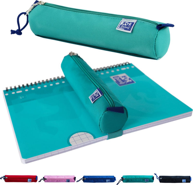 Oxford Etui - türkis mit Gummiband - rundes Federmäppchen 22 cm - Etui Jungen - Etui Mädchen