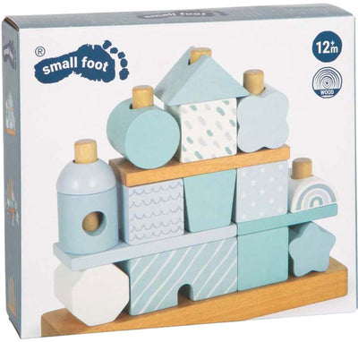 Small Foot - Stapelhaus aus Holz blau - 18-tlg.