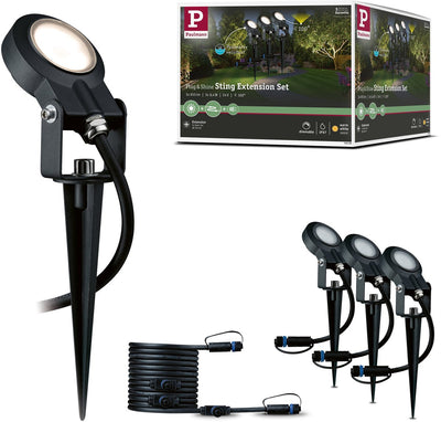 Paulmann Plug Shine LED-Gartenstrahler Sting Erweiterungsset IP67 3000K 3x6,4W Anthrazit