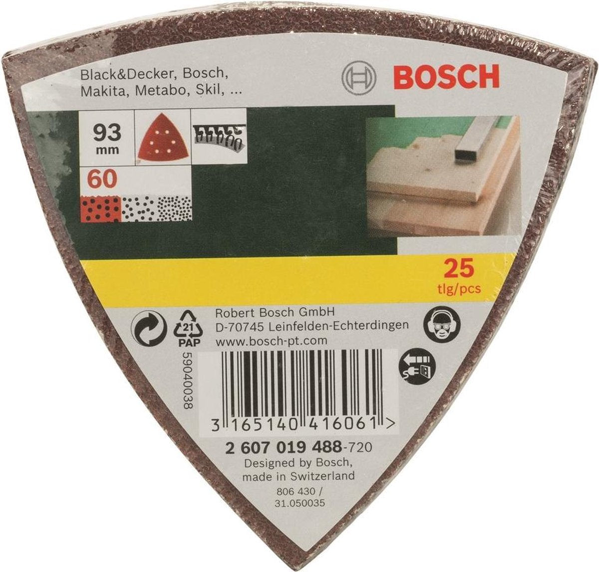 Bosch 25-teiliges Schleifblatt-Set für Deltaschleifer – Körnung 60