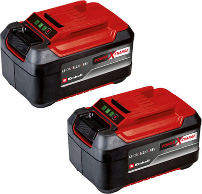 Einhell Twinpack 5,2 Ah Akku - Power X-Change - 18 V Li-Ion - 2x 5,2 Ah Akku - max. Leistung: 1250 W – aktives Batteriemanagementsystem
