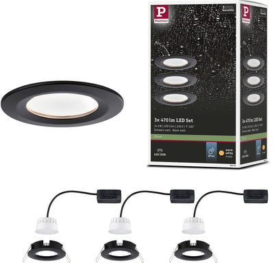 Paulmann LED Einbauleuchte Nova Coin Basisset Stern IP44 rund 78 mm Coin 3x6W 3x470lm 230V 2700K Schwarz matt
