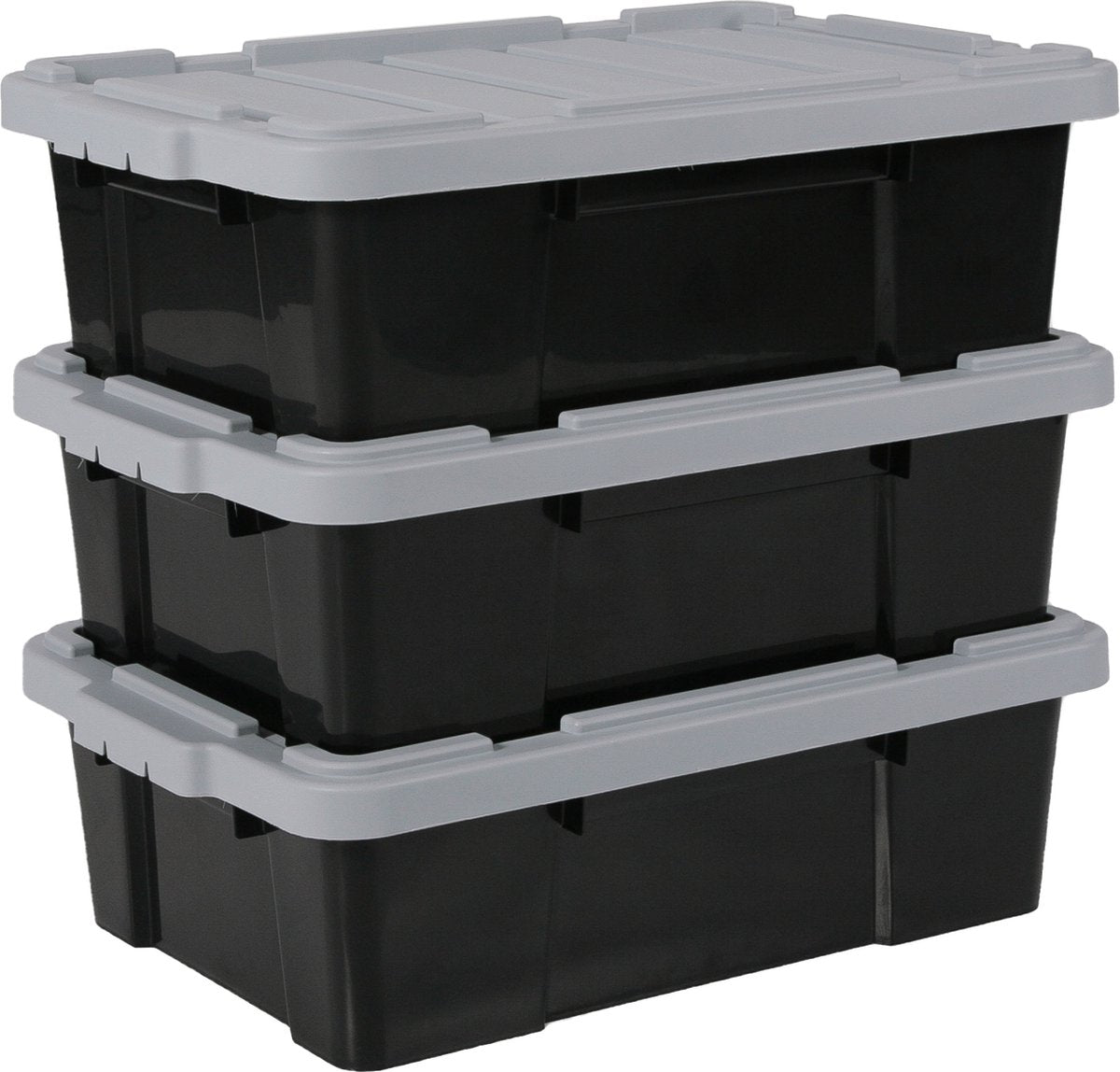 Iris Powerbox Aufbewahrungsbox - 25l - Kunststoff - Schwarzgrau - 3er-Set