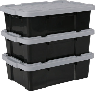 Iris Powerbox Aufbewahrungsbox - 25l - Kunststoff - Schwarzgrau - 3er-Set