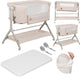 Lionelo Leonie Plus – Beistellbett 3 in 1 Kinderbett und Babybett – Kinderbett bis 9 kg – Höhenverstellung in 6 Stufen – Schaukelfunktion – T25-Matratze – Aufbewahrungskorb – Rollen – abnehmbare Bezüge