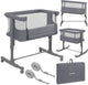 Lionelo Aurora 3in1 Beistellbett – Babybett bis 9 kg – Mitwachsbett – 4 Rollen mit Bremse – Campingbett – höhenverstellbar – atmungsaktives Netz – inklusive Matratzen-Transporttasche – abnehmbarer Bezug