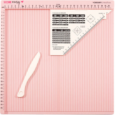 Vaessen Creative Scoring Board – Score Easy – 30,5 x 30,5 cm – mit Klappbein und Lineal – in cm – Pink