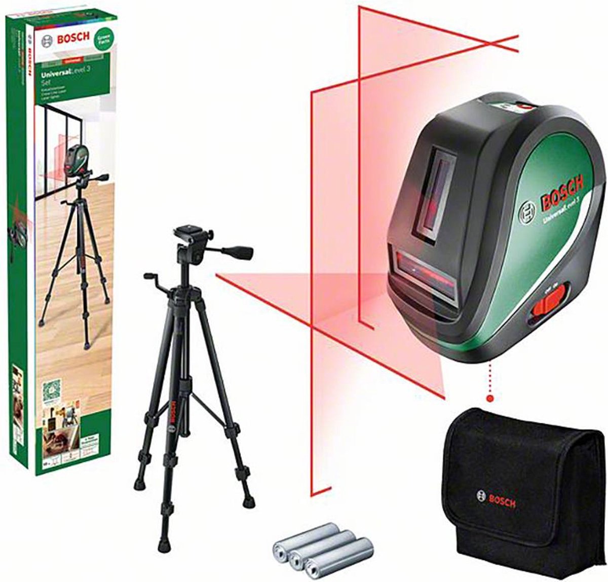 Bosch grüner Kreuzlinienlaser Universal Level 3 Set – 0603663905