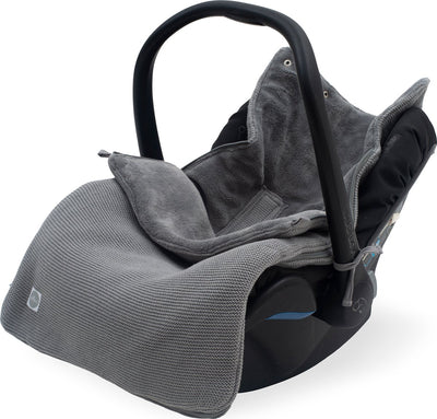 Jollein – Fußsack für Autositz-Kinderwagen (Steingrau) – Grundstrick – Baumwolle – Polyester – Fußsack für Kinderwagen oder Autositz – 42 x 82 cm