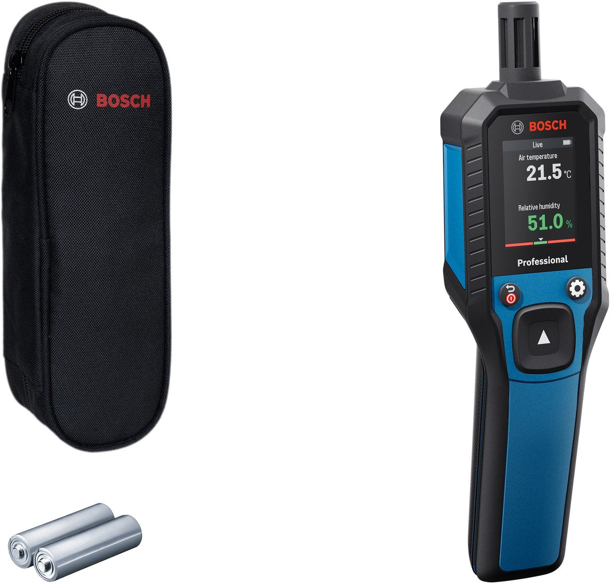 Bosch Blue GDH 1-17 Thermo-Hygrometer | 2x Batterie 1,5V LR6 (AA) + Aufbewahrungskoffer - 0601078400