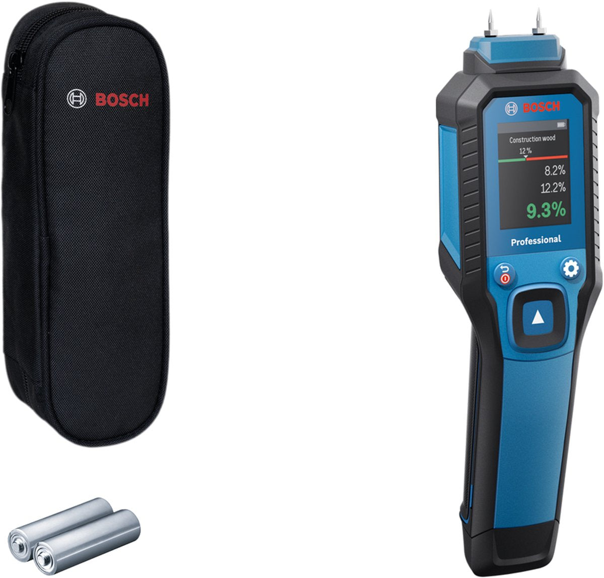 Bosch Blue GMP 1-13 Materialfeuchtemessgerät | 2 Batterien 1,5 V LR6 (AA) + Aufbewahrungskoffer – 0601078000