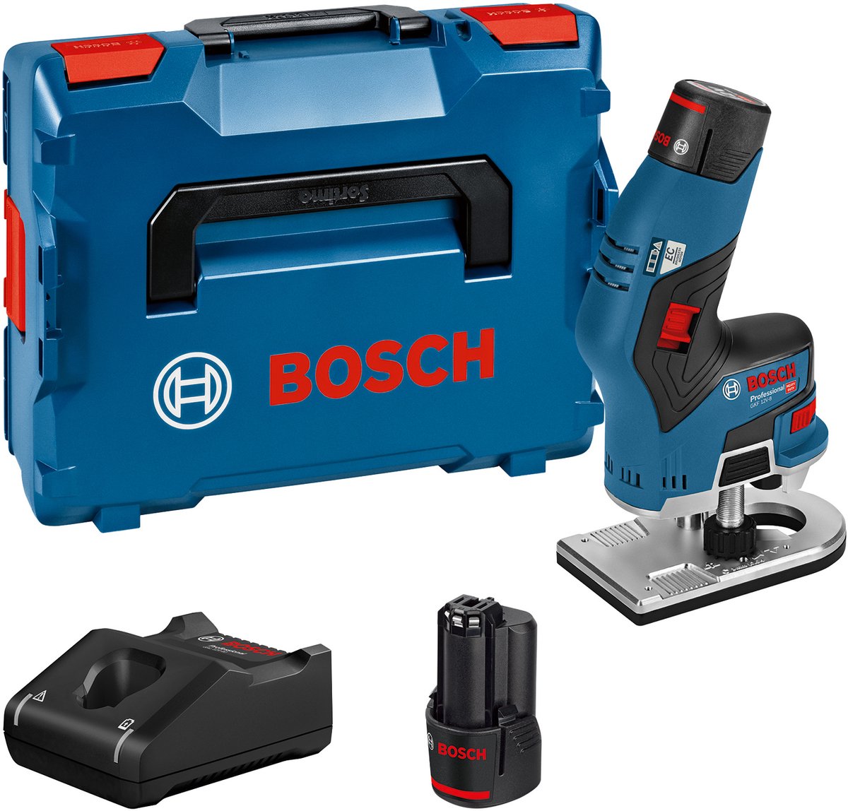 Bosch Professional - Akku-Kantenfräse GKF 12V-8 2x 3,0 Ah + Ladegerät Gal 1230 CV