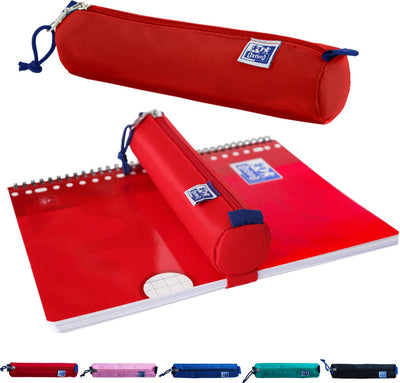 Oxford-Federmäppchen – rot mit Gummizug – rundes Federmäppchen 22 cm – Federmäppchen für Jungen – Federmäppchen für Mädchen