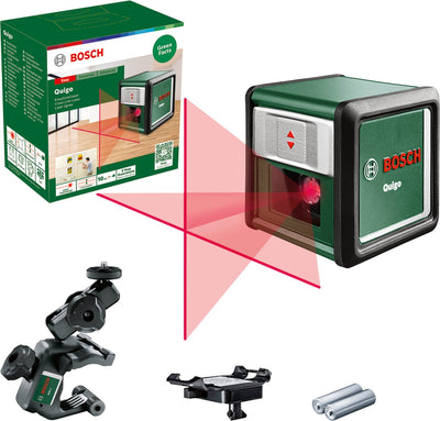 Bosch Quigo III - Kreuzlinienlaser - inklusive Universalklemme mm2 - Adapterplatte - Batterien