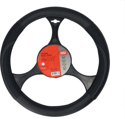 Carpoint Lenkradbezug Auto – PU-Leder schwarz – für Lenkräder mit einem Durchmesser von 37–39 cm